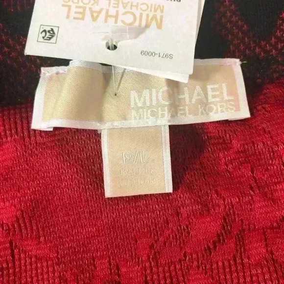 MICHAEL KORS Red Currant Black Lace Print Knit Flare Hem Skirt Petite Large NWT - Picture 8 of 16